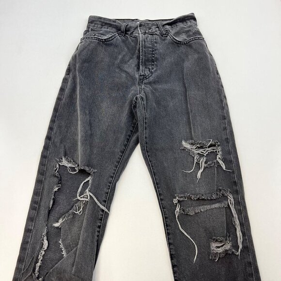 Forever 21 Premium Womens Mid Rise Distressed Straight Leg Jeans Gray Size 25 - Picture 2 of 9